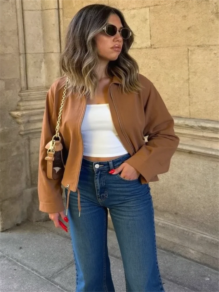 

Замшевая женская куртка на шнурке, винтажная женская куртка с лацканами и карманами на молнии, с длинными рукавами, осень-зима 2021, модная женская верхняя одежда