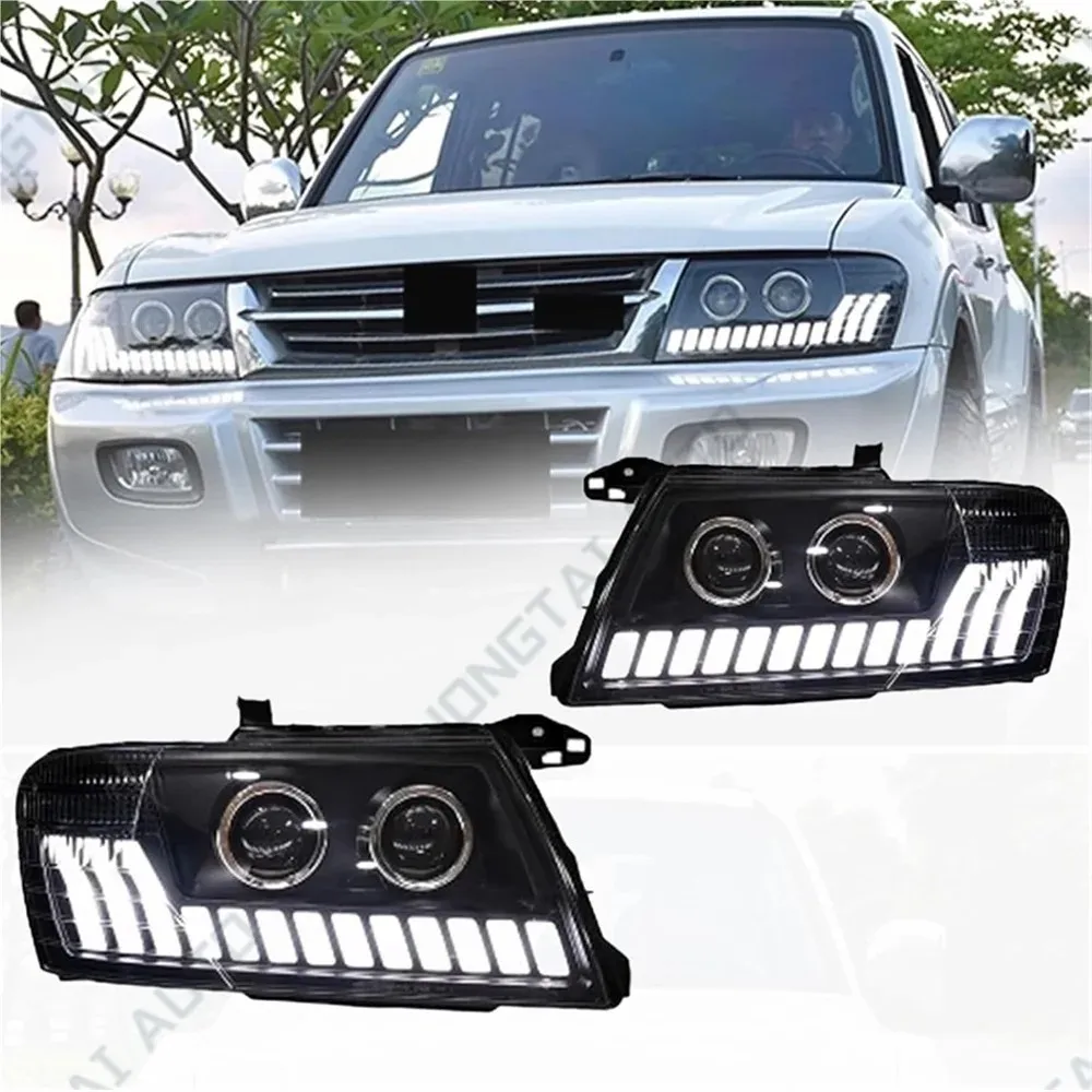 Pair LED Headlights For Mitsubishi PAJERO/MONTERO Shogun V73 V75 V77 2002-2015 Headlamp DRL Front Lights High Beam Lamp Lens