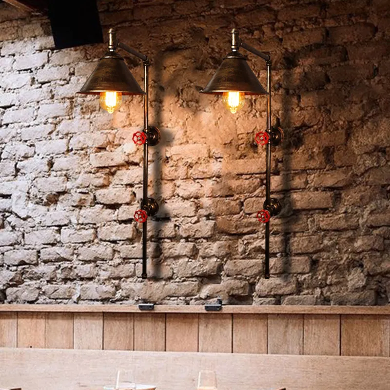 Industrial Pipe Wall Lamp Vintage Iron Steampunk Bar Restaurant Lighting Creative Water Pipe Bedroom Decor Retro Ambient Light