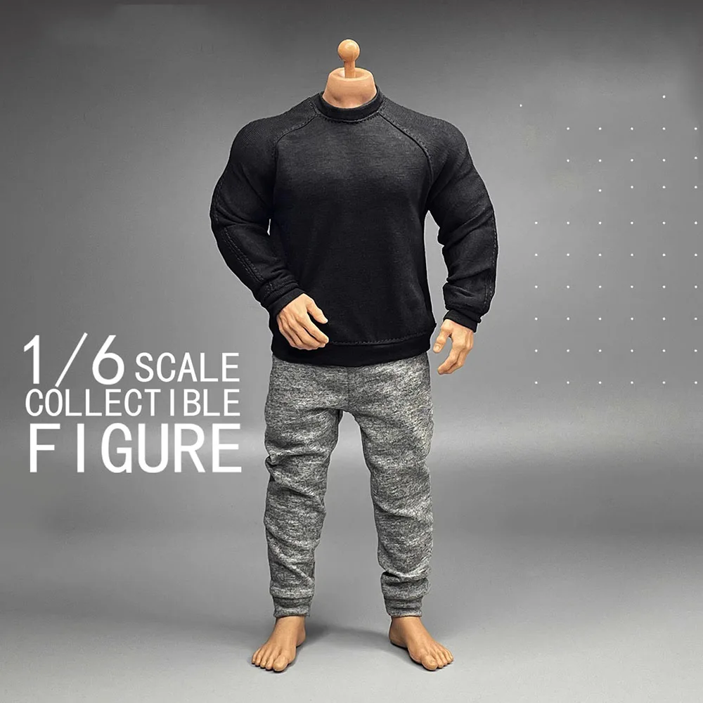 

3ATOYS 1/6 Fashion Trendy For Fatter Man Boys Tops Shirt Black Gray Color Fit 12" World Box AT030 Action Figure Collect