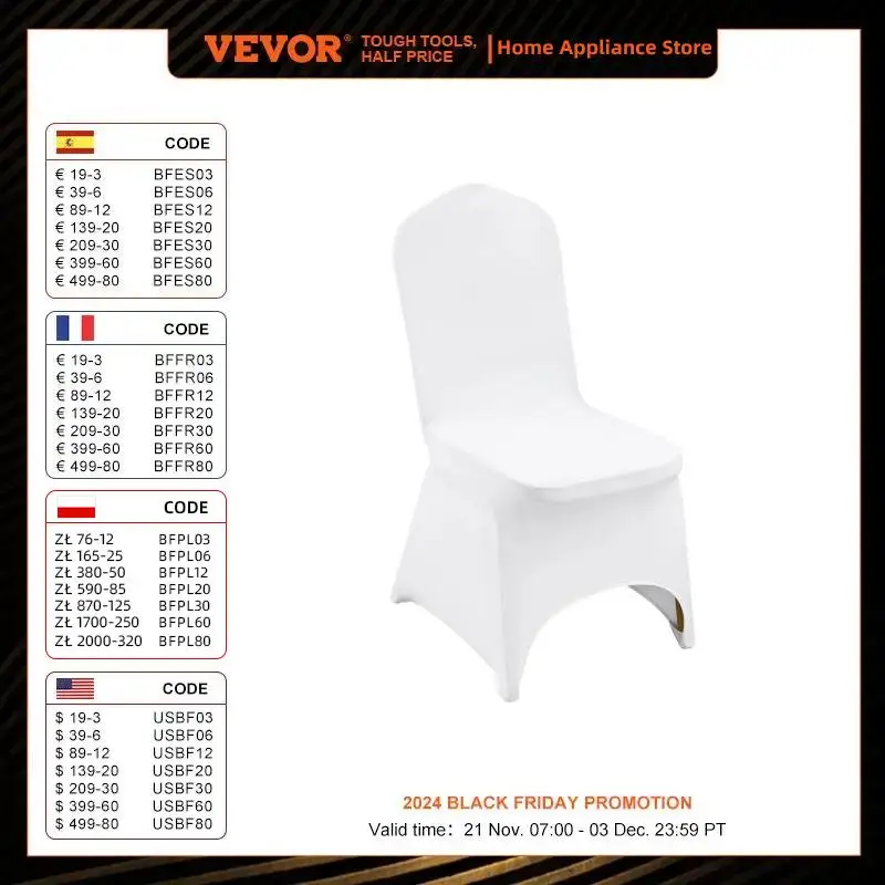 VEVOR-Stretch Spandex Folding Chair Covers, Universal, equipado, em arco Capa Frontal, removível, lavável, Slipcovers protetores, 100pcs