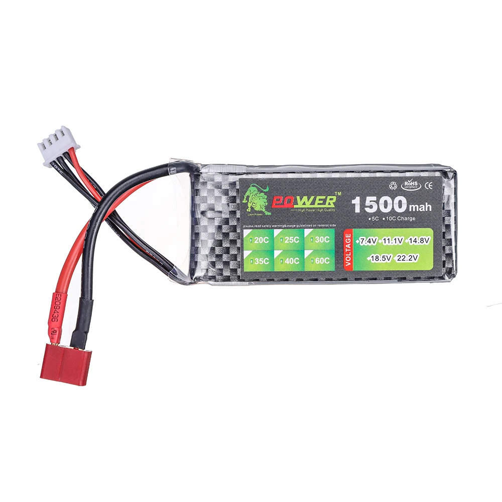 แบตเตอรี่ Lipo 11.1V 3S 1500mAh แบตเตอรี่40C 1800mAh สำหรับโดรนอาร์ซีเฮลิคอปเตอร์รถยนต์ชิ้นส่วนเรือ FPV พร้อมปลั๊ก XT60 XT30 T JST