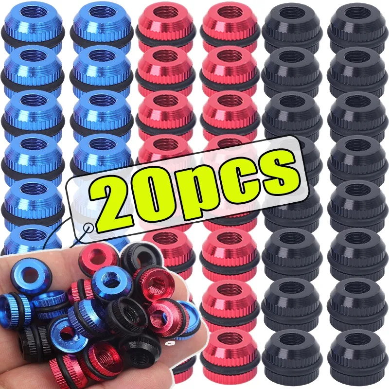 

2/20pcs Valve Nut Bicycle Rim Aluminum Ultralight Valve Cap Cycling Repair Parts Bike Tubeless Tire Presta Parts Valve Adapter