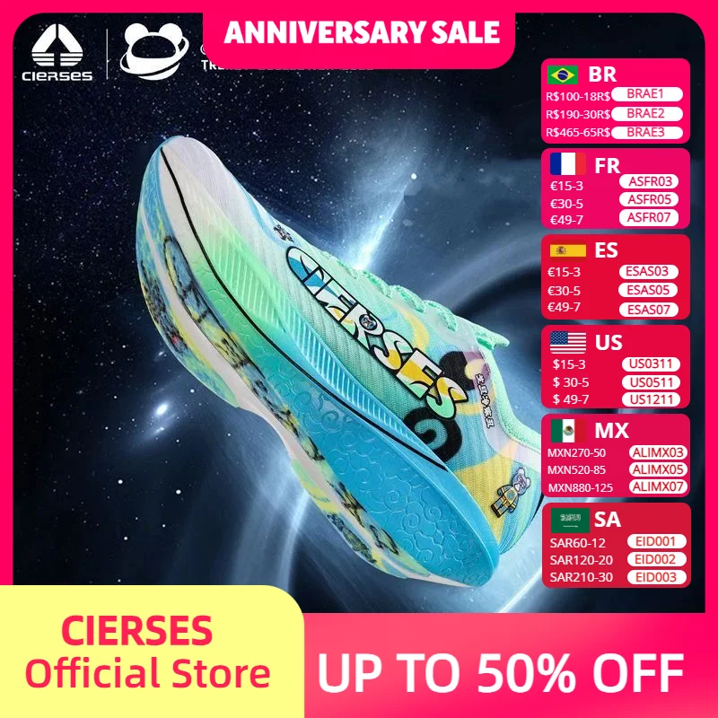 

CIERSES High-Quality Marathon Carbon Plate Running Shoes Shock Absorption Ultra-light Sports Technology Outdoor Men Sneakers