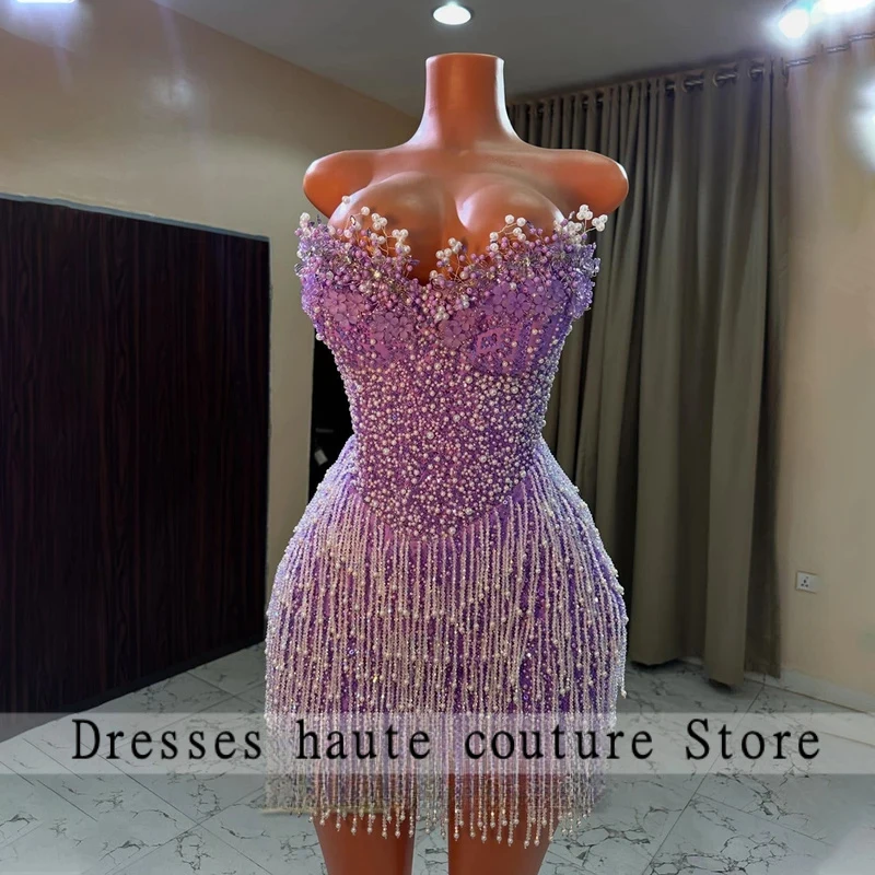 

Fashionable Beads Homecoming Dresses for Women Appliques Pearls Rhinestones Sheath Vestidos De Fiesta Party Customized