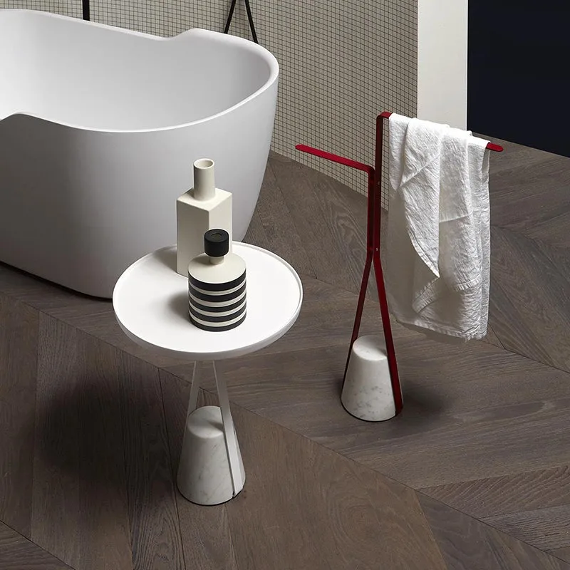

100% Natural Marble Minimalist Floor Towel Rack for Designer Model Rooms and Luxury Villas