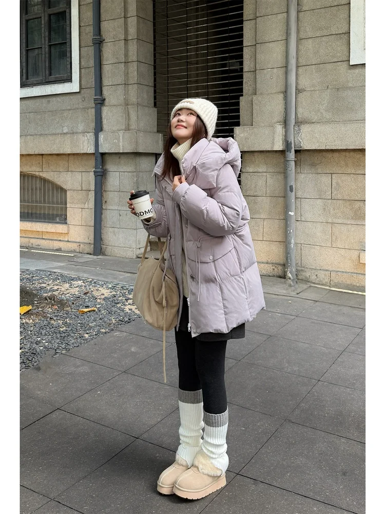 

plus Size Workwear down Jacket Hooded White Duck Feather New National Standard Warm Casual Style Women's Coat Long Sleeve
