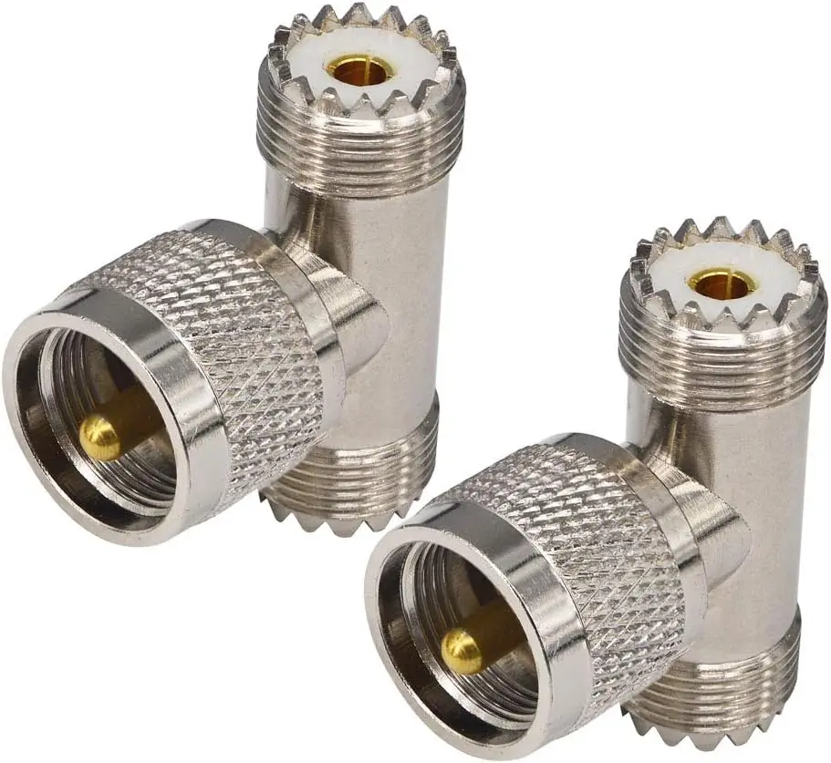 

UHF PL-259 Adapter Male Plug to Dual UHF Female SO239 Jack 3 Way UHF Splitter RF Coax Connector Pack of 2