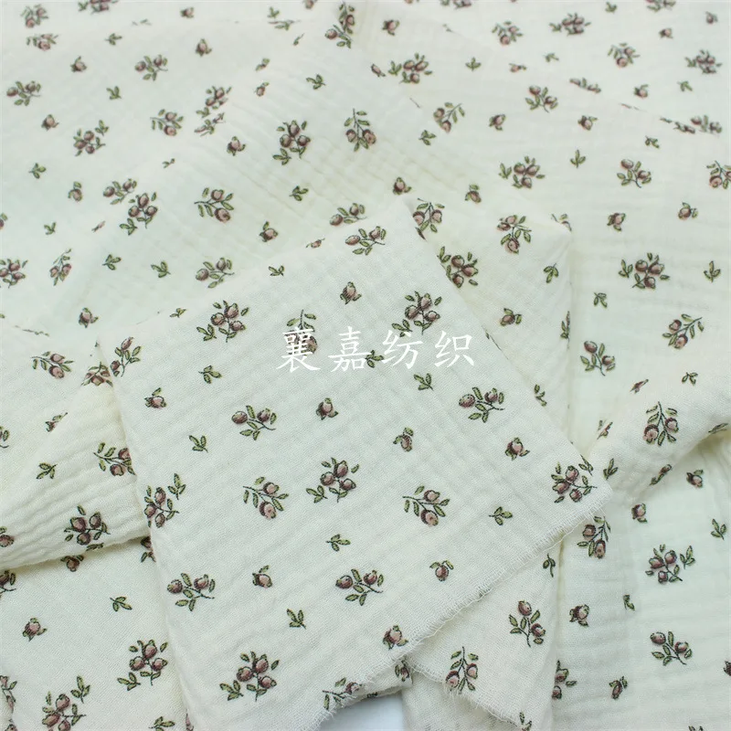 

10X1.35M Double-layer Cotton Gauze Crepe Cloth, Small Floral Fabric, Children's Clothing, Pajamas, Loungewear Fabric