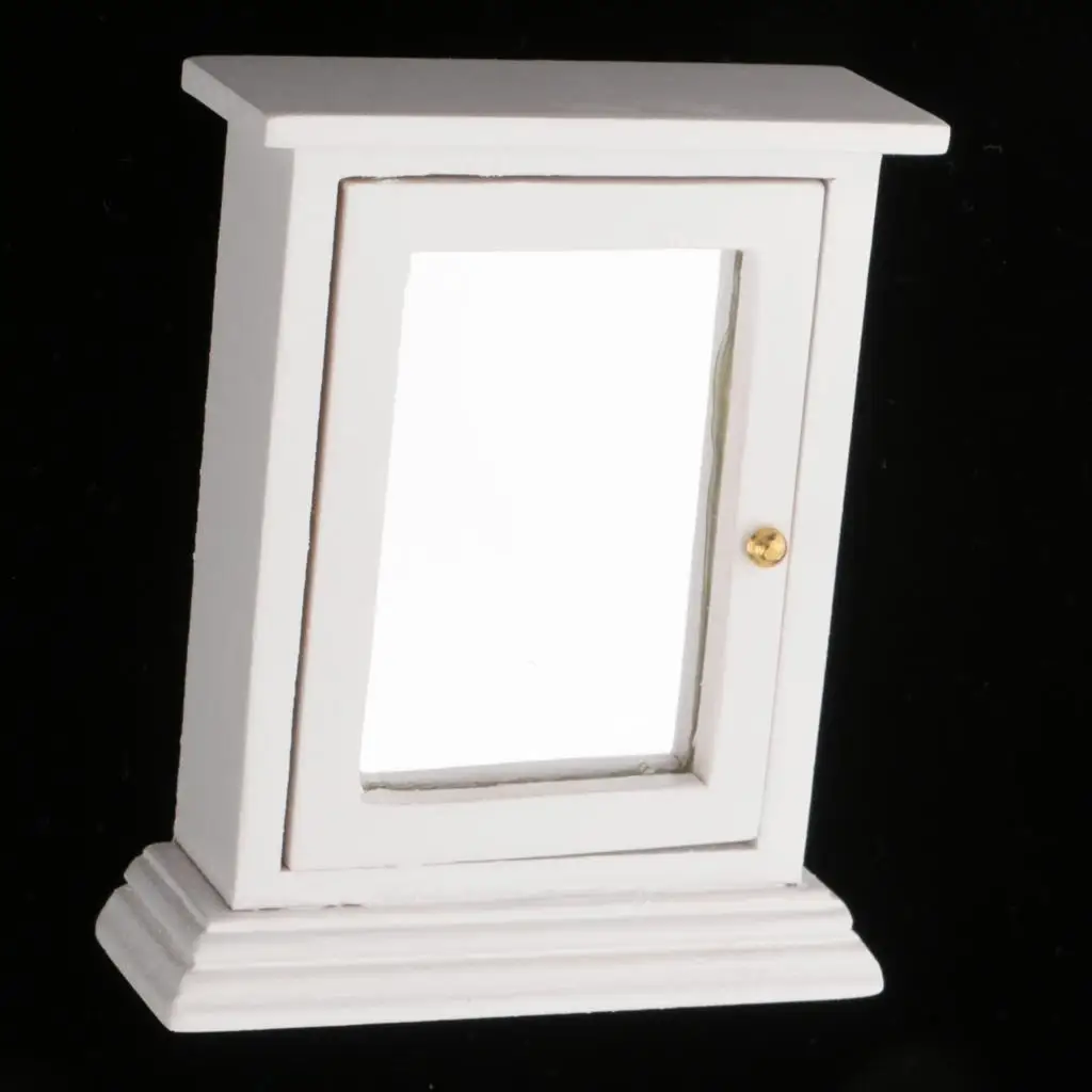 1/12 weiße Spiegelkasten Puppenhaus Miniatur Badezimmermöbel Dekoration