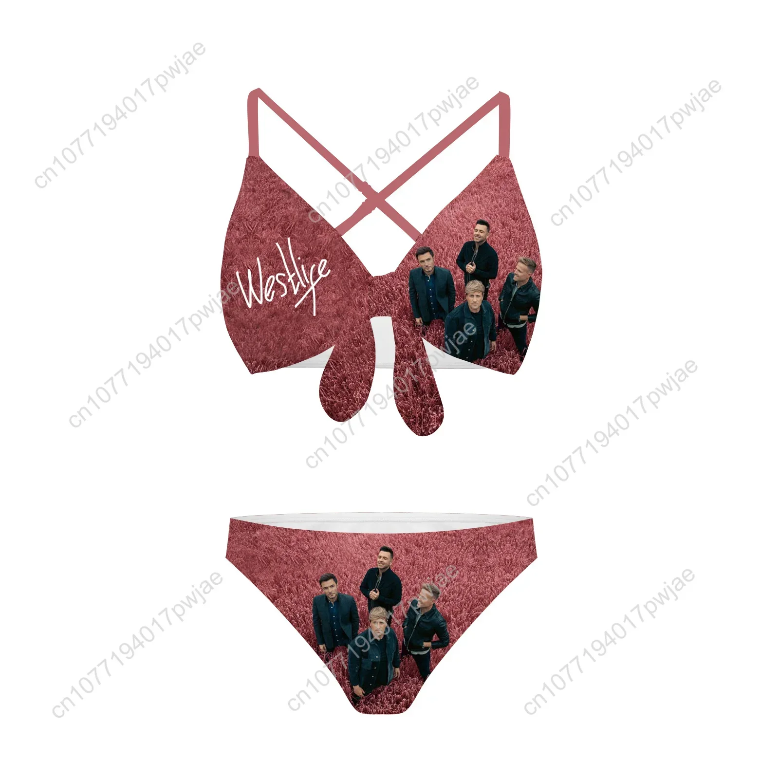 Westlife Rock Band Bathing Suits Cross Strap Suspenders Swimsuits Womens Bikini Pool Party Beach Swimwear Customized Beachwear