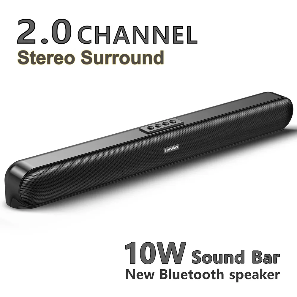 New Desktop Sound Bar for Computer with Subwoofer Home Theater Sound System AUX BT Play Stereo Wireless Bluetooth Speaker Column