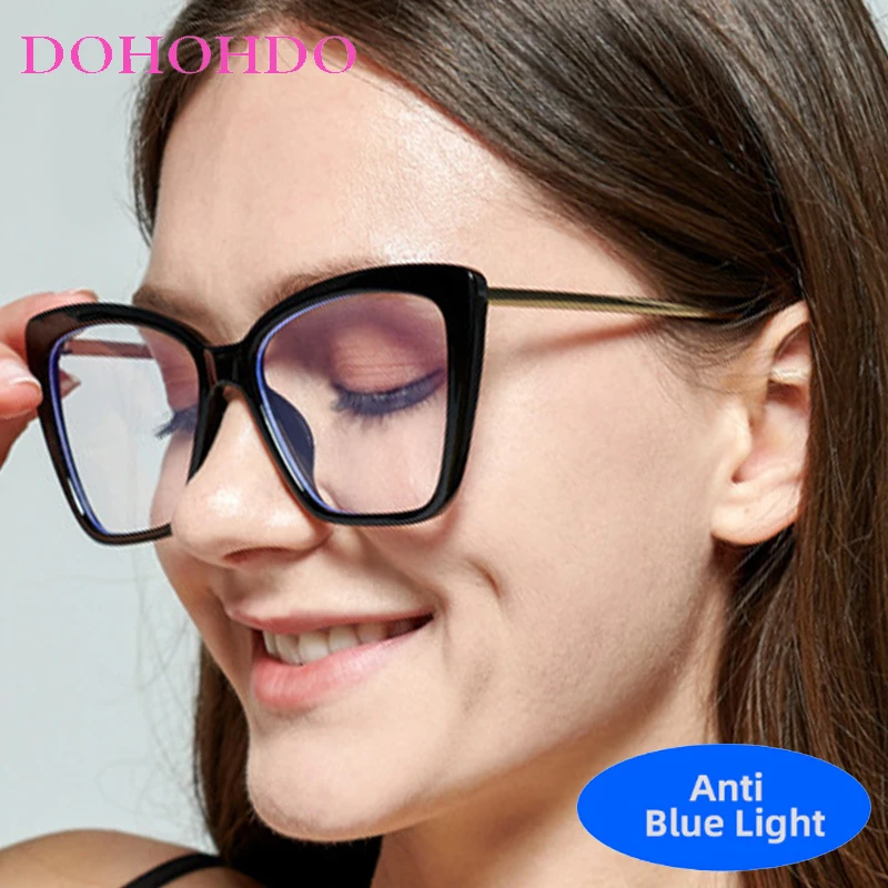 

Trendy Big Frame Cat Eye Metal Legs Anti-Blue Light Glasses Women Men Fashion Brand Designer Computer Gaming Eyewear Lentes Очки