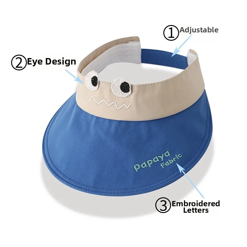 

UPF50+ UV Protection Sun Visor, Cute Big Eye Adjustable Empty Top Hat for Toddlers, Beach Outdoor Use
