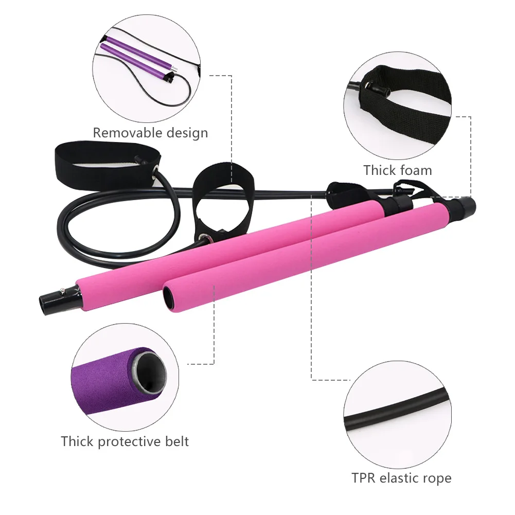 Barra de Fitness para Yoga y Pilates, bandas de resistencia para Crossfit, entrenador de Yoga, varillas de tracción, cuerda portátil para gimnasio en casa, entrenamiento corporal