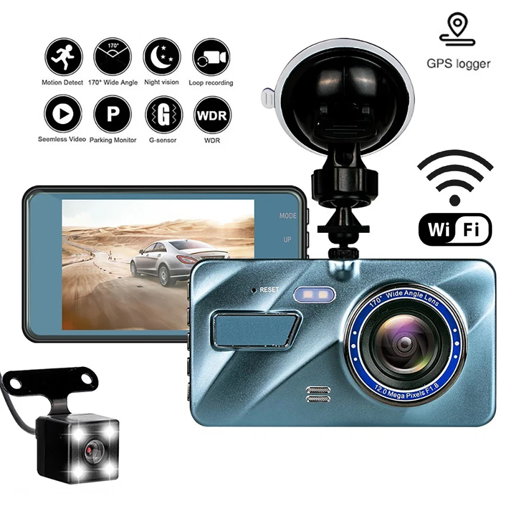 

Dash Cam WiFi Full HD 1080P Car DVR Rear View Reversing Image Drive Video Recorder Vehicle Black Box Dashcam Auto Car Camera GPS