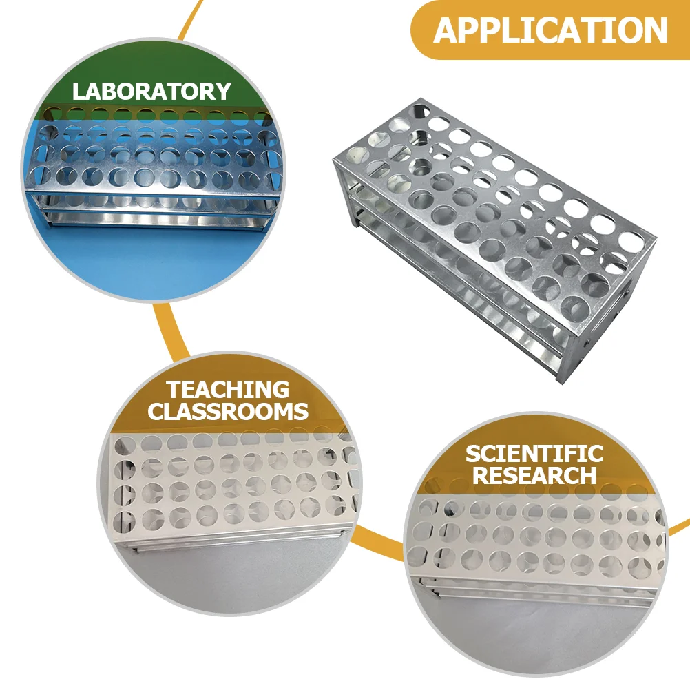 Suporte de laboratório para rack de tubo de ensaio, alumínio, 40 furos, armazenamento para experimento de laboratórios