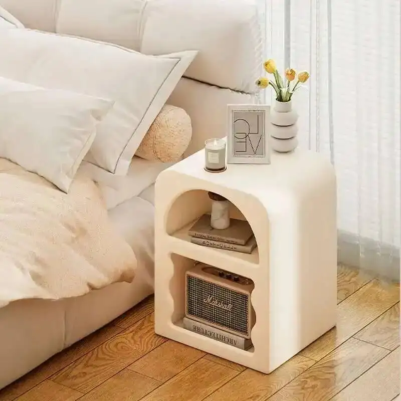 

White Nordic Nightstand Modern Storage Wooden Cute Minimalist Bedside Table Drawers Unique Table De Chevet Bedroom Furniture