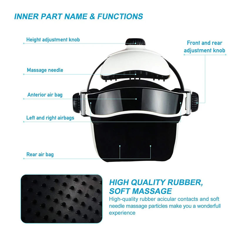 Electric Head Massager Multifunctional Heating Air Helmet with Soothing Music Air Pressure To Relax and Relieve The Headache - Image 2