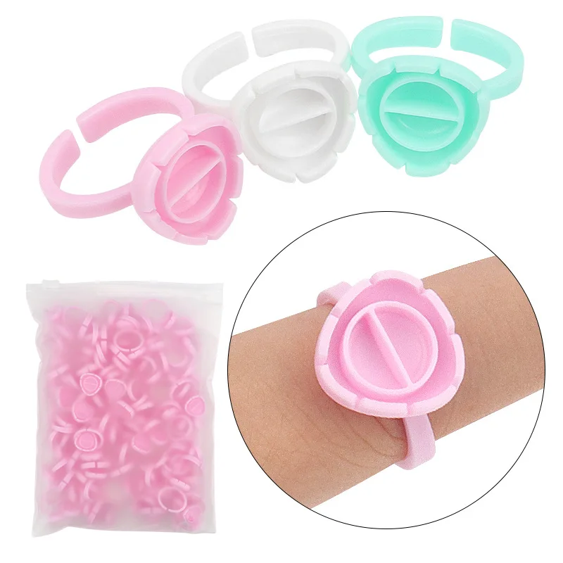 AILEISHI mayoreo 100 pzas/bolsa anillos desechables para pegamento de extensión de pestañas contenedor de pigmento para tatuaje herramientas de pestañas proveedor 4