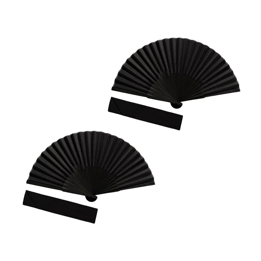 Folding Black Silk Fan Hand Held Foldable Fans for Women Props Bulk Handheld Man