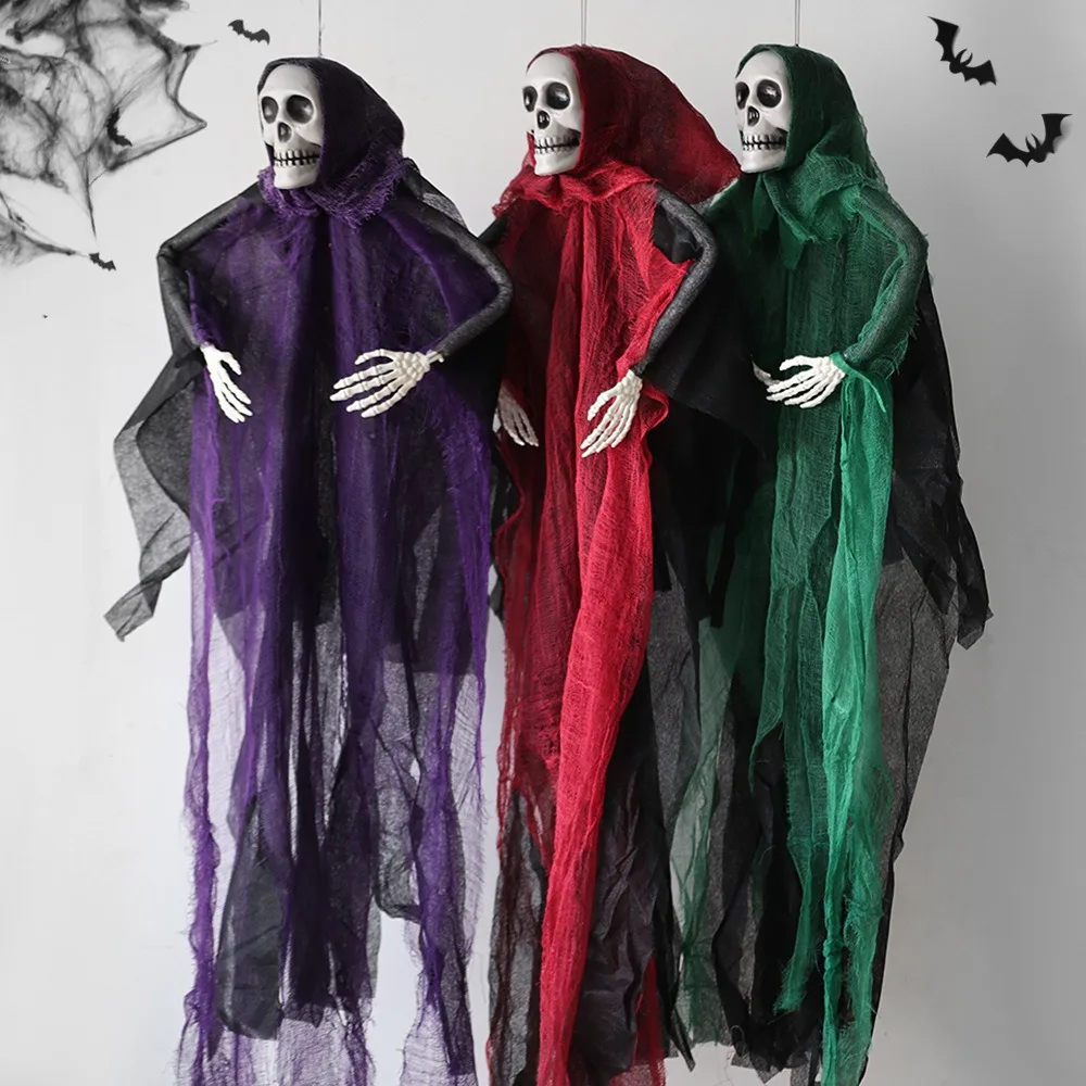70Cm Halloween Skull and Ghost Ornaments Haunted House Yard and Porch Decoration Carnival and Day of The Dead Party Decoration