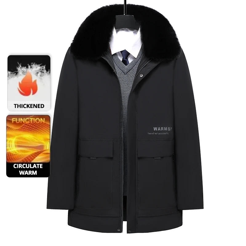 Jaket Musim Dingin Pria Terbaru, Parka Hangat Desainer Kasual Modis, Berkerah Bulu Tebal Berkualitas Tinggi, Jaket Windbreaker Pria