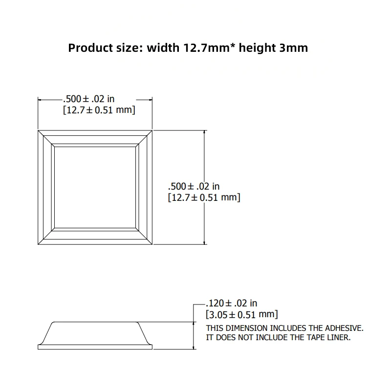 Square Tapered Bumpon Protective Products, Sj5008, W/ Flat Top, 80Pcs Board