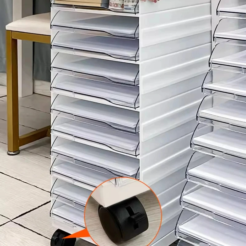 Plastic Multi-Tier Drawer Organizer A4 File Cabinet Office Storage Box Desktop Document Holder Foldable Storage Box Sorting