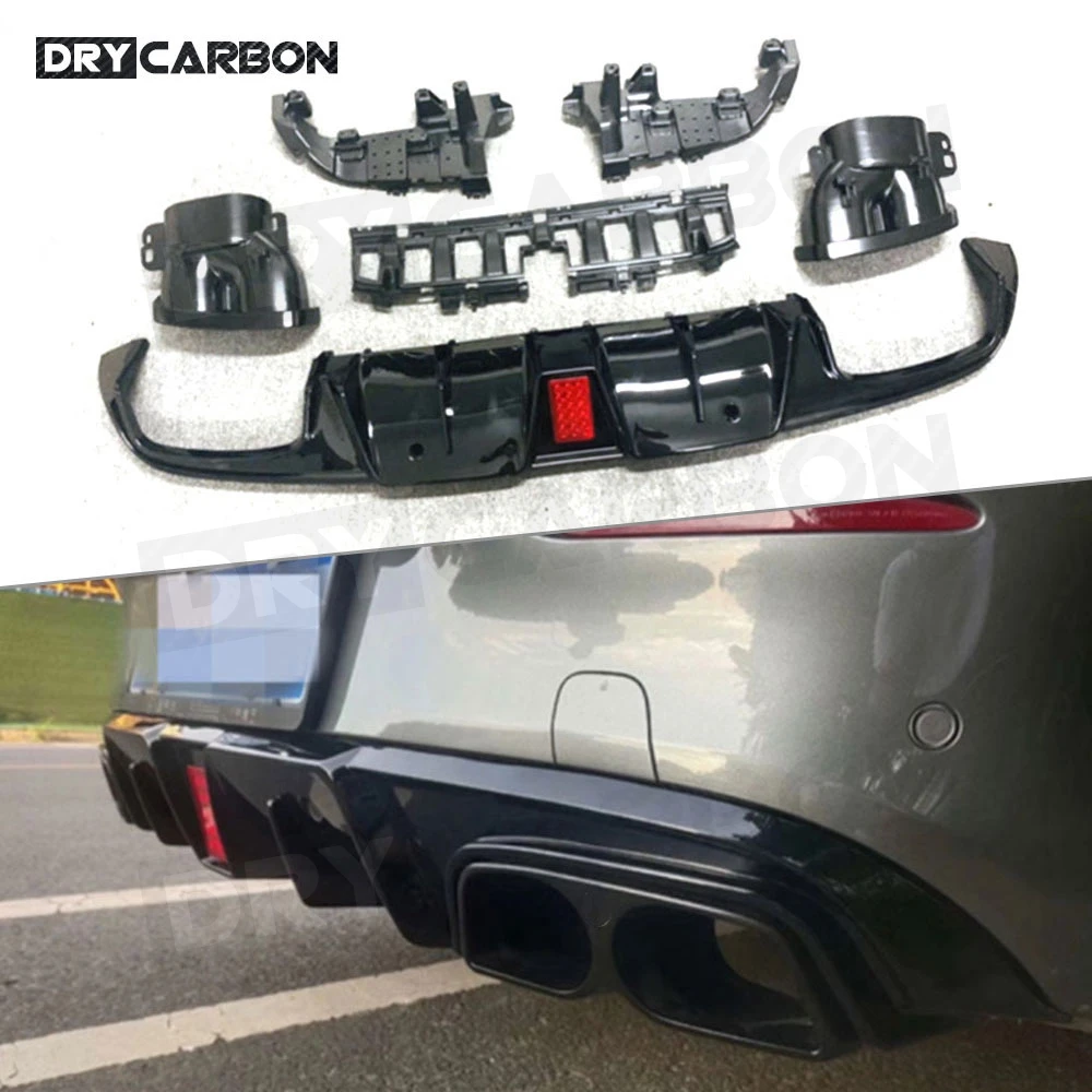 

PP Car Rear Bumper Diffuser Lip Spoiler for Mercedes Benz C Class C205 C63 AMG Coupe 2 Door 2015-2019 Diffuser with Exhaust Tips