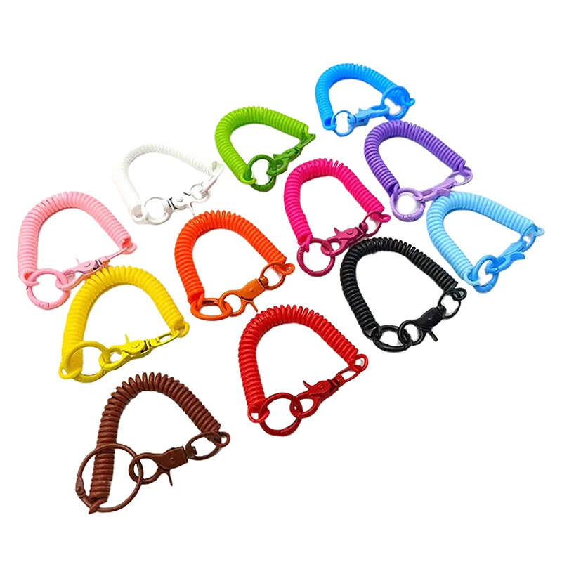 Colorful Lobster Clasp ID Card Holder Lanyard Keyring Anti-lost Spring Rope Retractable Keychain Mobile Phone Chain