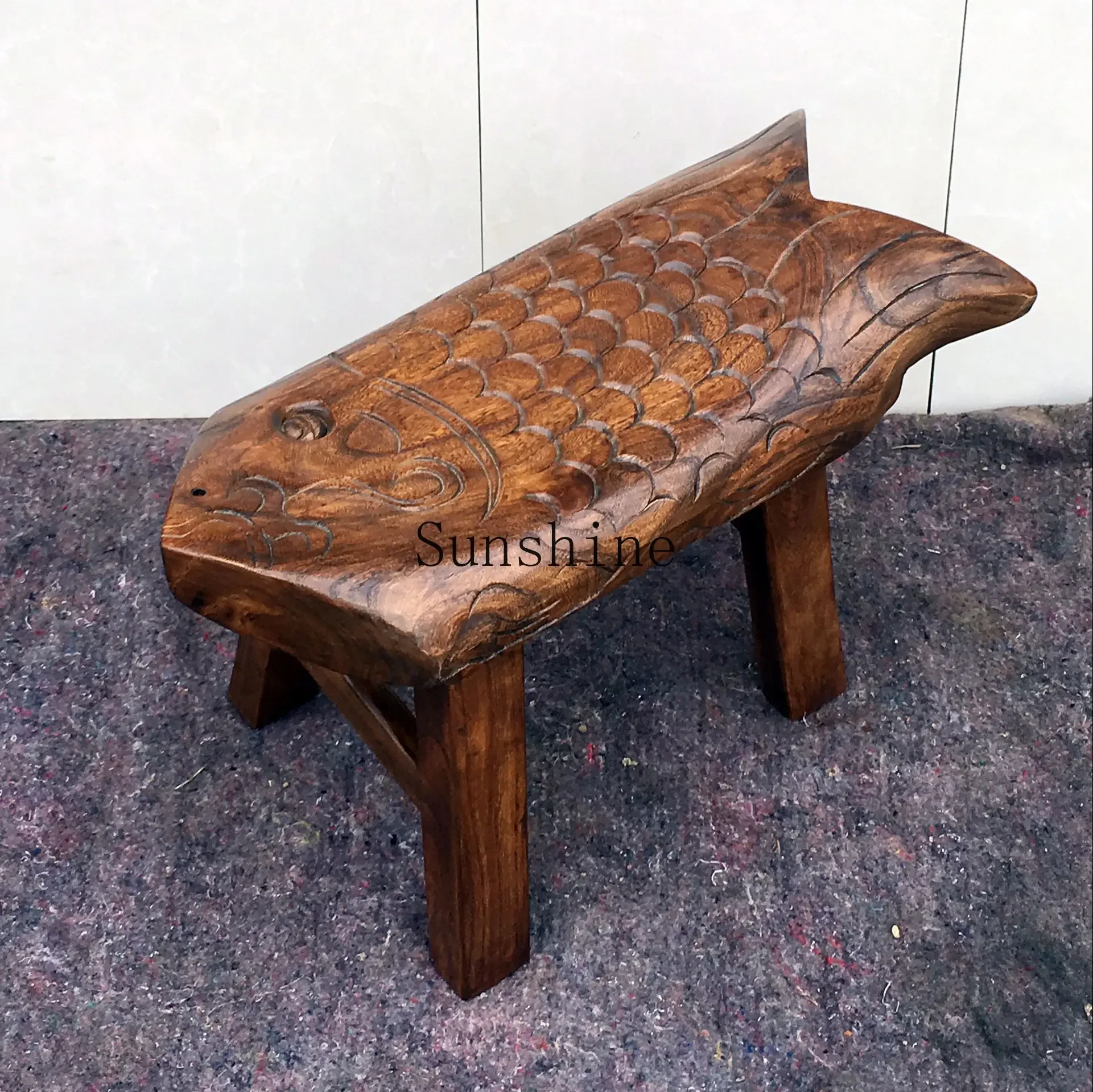 Old elm small bench Children's household solid wood small stool