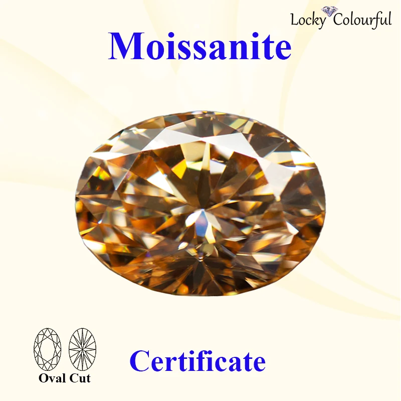 

Moissanite Oval Cut Champagne Color VVS1 for Charms Beads with GRA Certificate DIY Jewelry Making Necklace Rings Main Materials