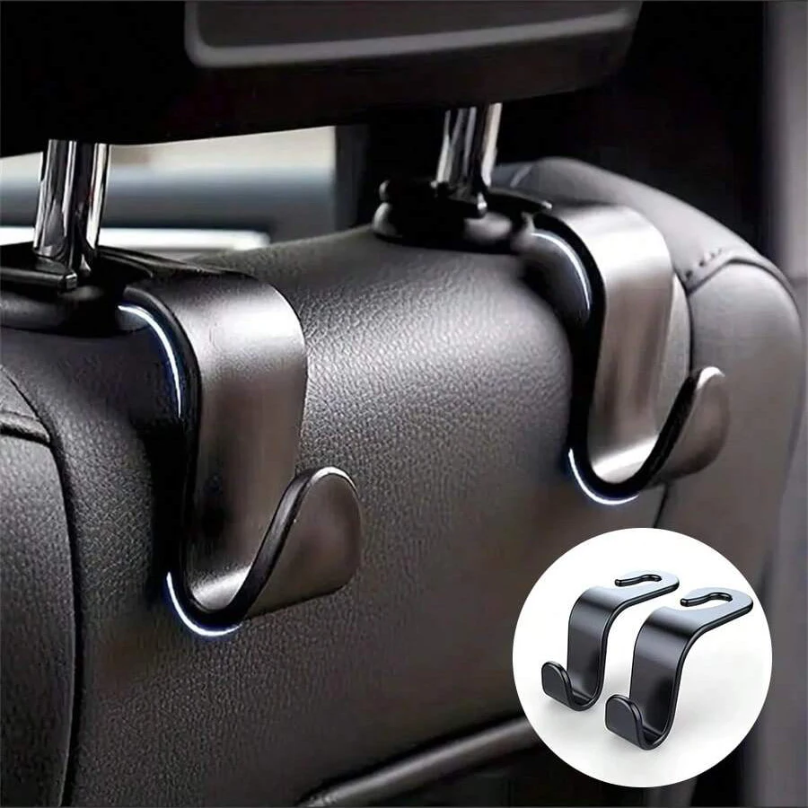 2Pcs Carbon Fibre Hook Car Seat Headrest Hook Auto Back Seat Organizer Hanger Handbag Clothes Bracket Car Interior Accessories