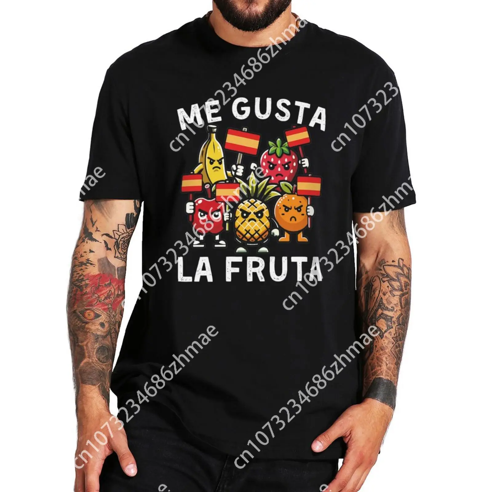 Me Gusta La Fruta T Shirt I Like Fruits Spanish Meme Y2k Camiseta 100% Cotton Soft Unisex O-neck T-shirt for Men Asian Size