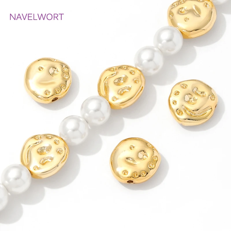 12.5mm*4.5mm Brass Bracelet Beads 18K Gold Plated Flat Irregular Spacer Beads,Separators For Beads,DIY Jewlery Making Fittings