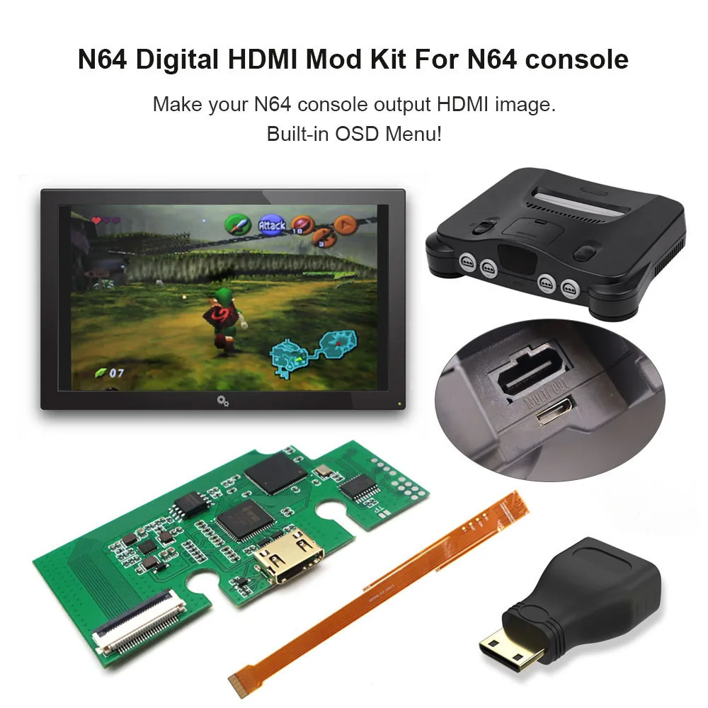 Hispeedido Brand New N64 HDMI-Compatible Mod Digital to Digital HDMI-Compatible Kit For N64 Console