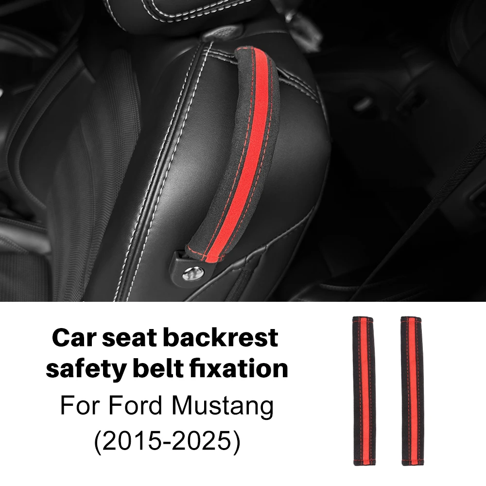

Car Safety Belt Buckle Cover for Ford Mustang GT Dark Horse EcoBoost 2015-2024 2025 Accessories Suede Leather Clip Protector
