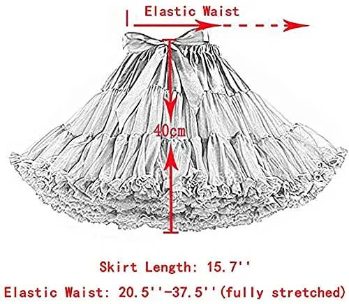 Women's Novelty Tulle Petticoat Tutu Party Multi-Layer Puffy Cosplay 40cm Length Skirt,Ballet Dance Pettiskirts Underskirt