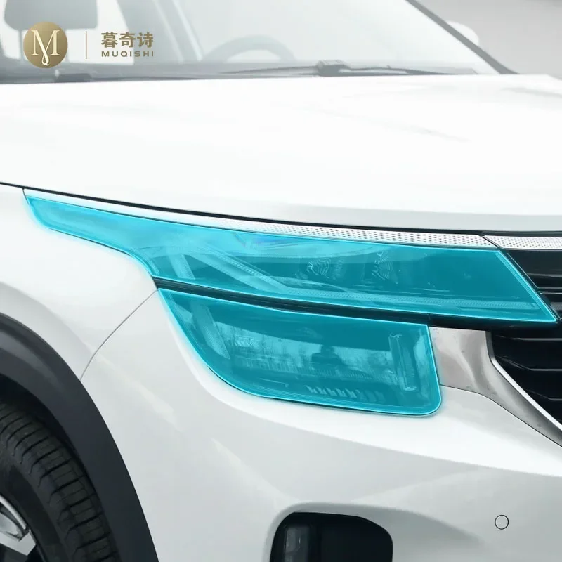 

MUQSHI Car Anti scratch Exterior Headlamps Transparent/smoked black TPU protective film Anti sand stone PPF For Kia Seltos 2023