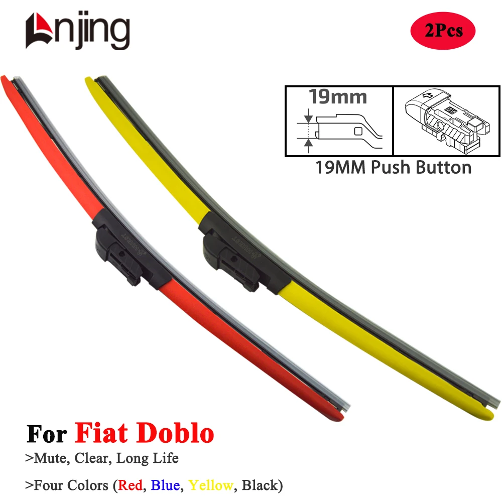 

LNJING Colorful Wiper Blades For Fiat Doblo 223 263 K9 2001 2008 2011 2013 2016 2019 2022 2023 2024 2025 Car Accessories Parts