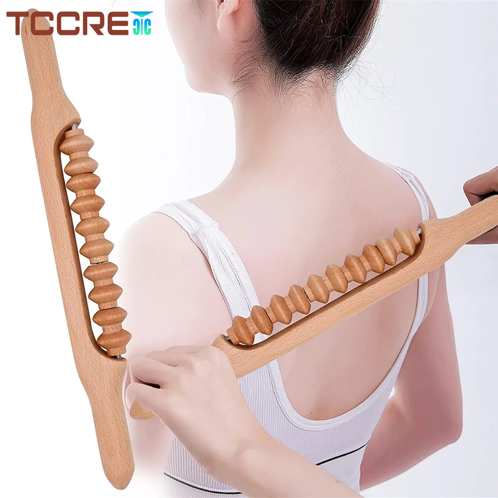 

Wood Massage Roller Stick Wooden Therapy Tool Anti-Cellulite Trigger Point Massage Stick for Bodybuilder Sore Muscle Pain Relief