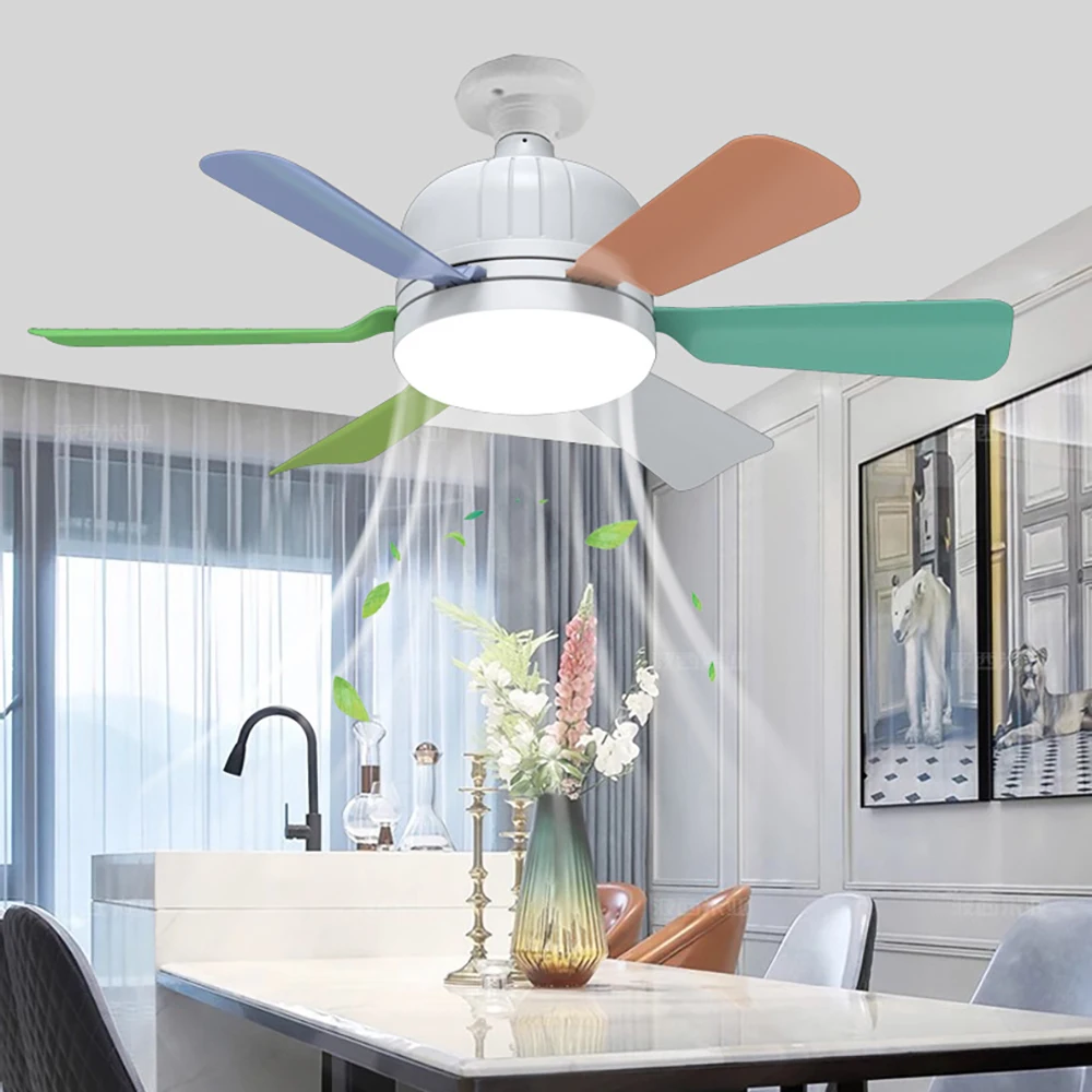

E27 LED Ceiling Fan Light with Remote Control Adjustable Wind Speed Timer 3 Color Changing for Bedroom Dining Room Modern Design