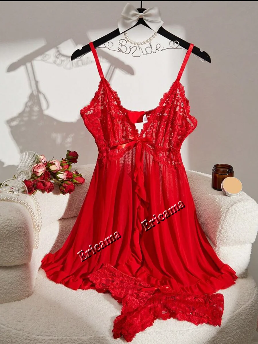 Women's Underwear Sexy Lingerie Set Erotic Bra Nightdress Sexy Lace Sleepwear Solid Slim Soft Dresse