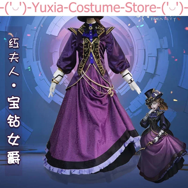 Anime! Identity V Marie Mrs. Red Baroness Diamond Gorgeous Dress Uniform Cosplay Costume Halloween Party Outfit Women