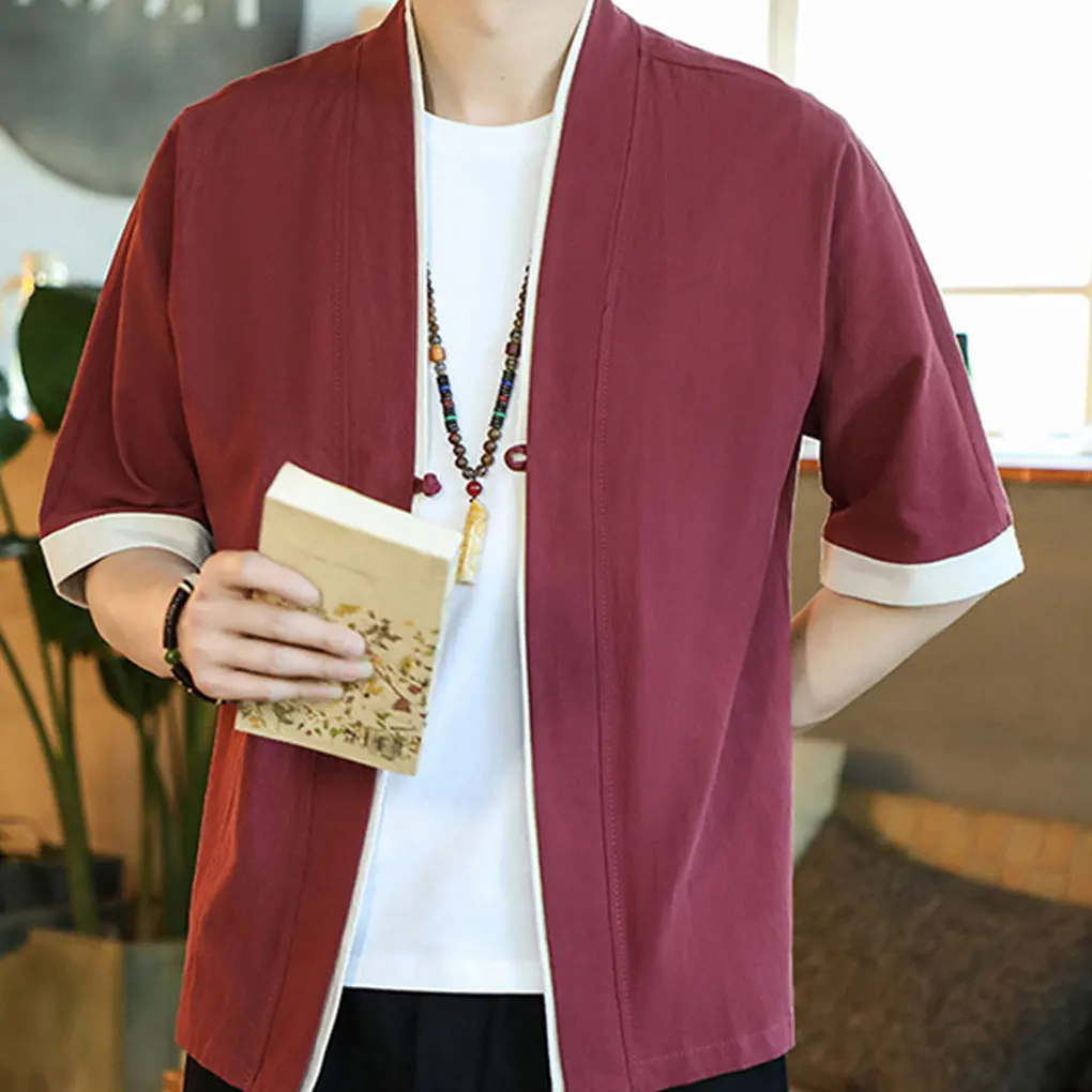 Outwear Cotton Linen Shirt Traditional Coat Streetwear Cardigan Jacket
