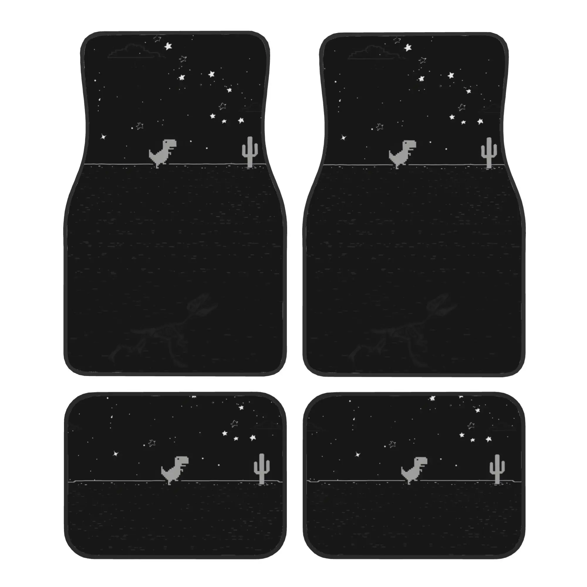 4pcs Dinosaur Pattern Premium Car Floor Mats - Universal Fit, Easy-to-Clean Complete Car Interior Accessories, Playful Design,