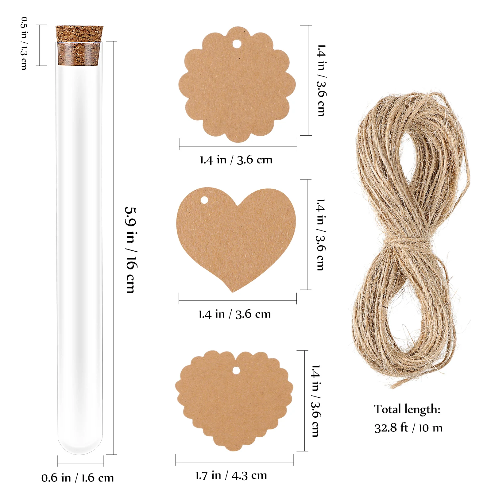 30Pcs Plastic Test Tube Set Clear Transparent Tubes with Cork Stoppers for DIY Storage Decorations Includes Labels
