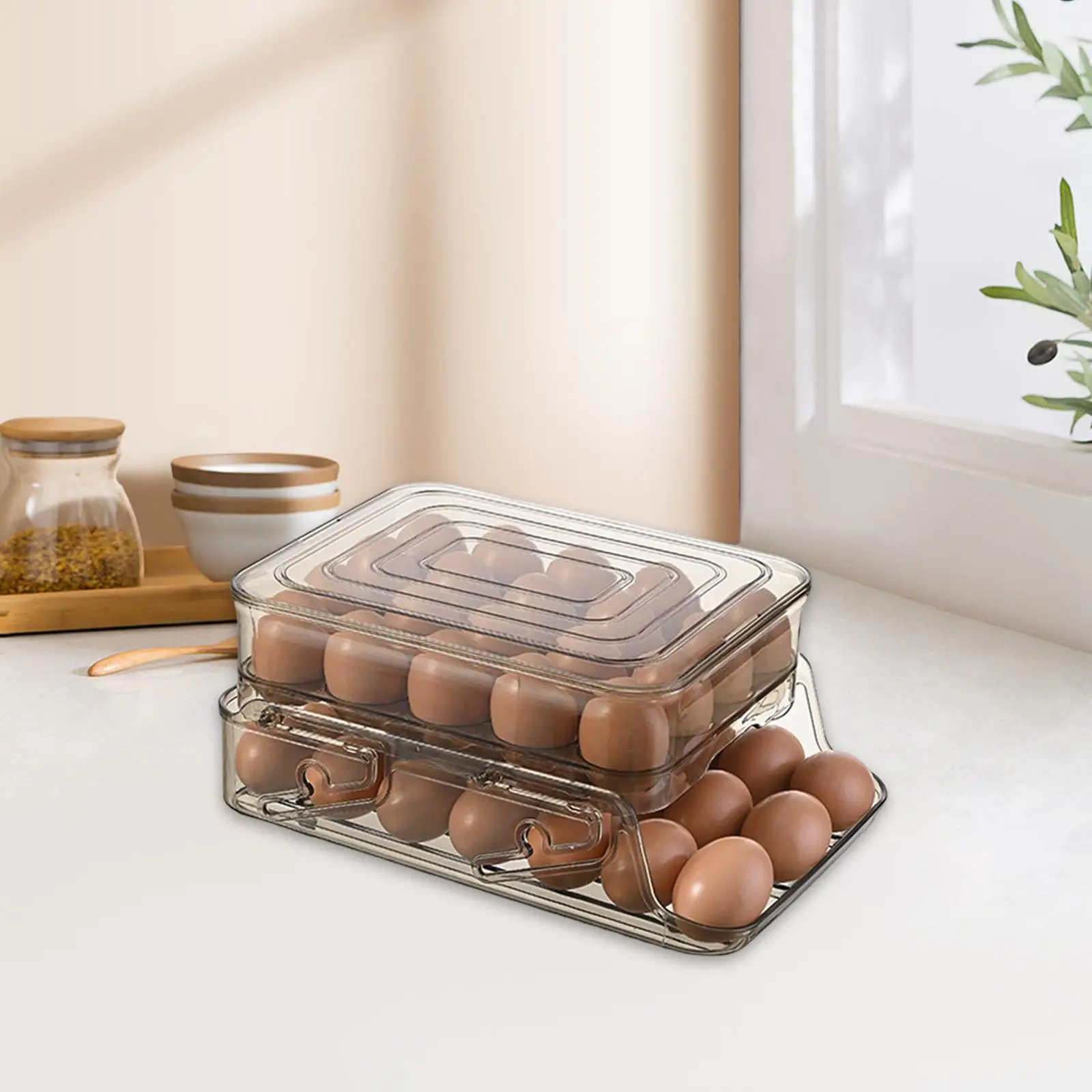 egg Storage Container Organizer Bin Layer Egg Fresh Storage Box for Countertop Fridge Organizer Egg Organizer