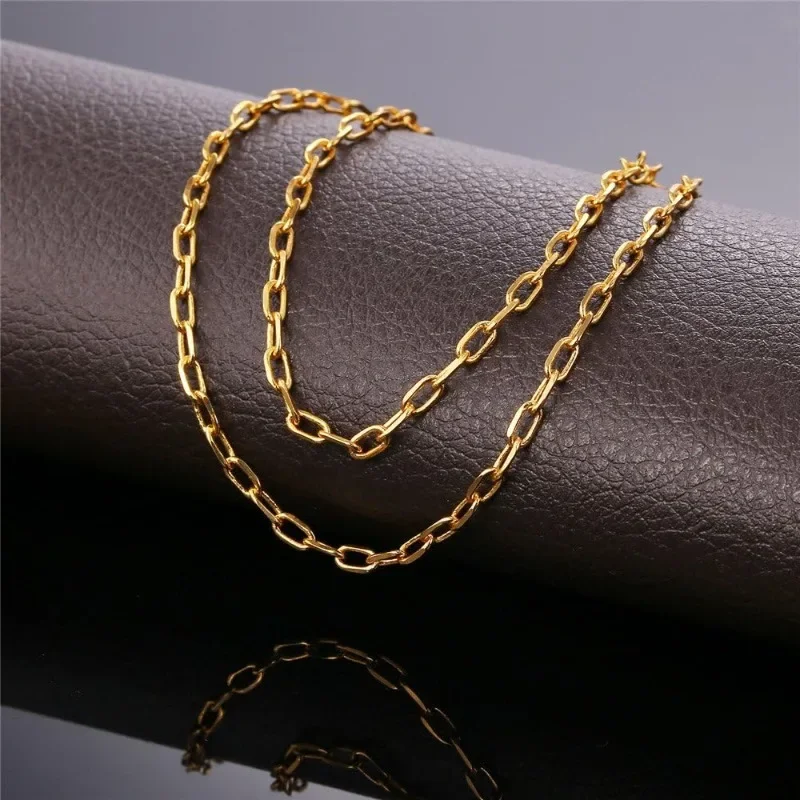 Unisex Jewelry 2mm-3mm Thickness14K Gold Plated Stainless Steel Mariner Chain Necklace QC24